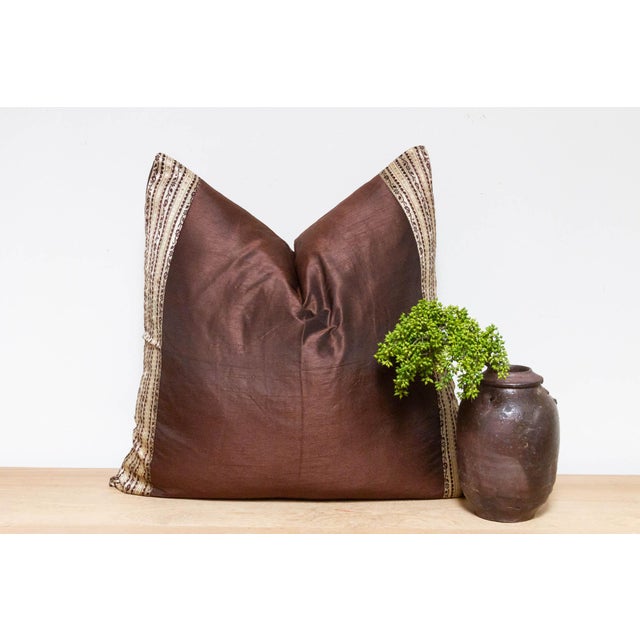 Textile Kobicha Festive Silk Euro Pillow Cover For Sale - Image 7 of 7