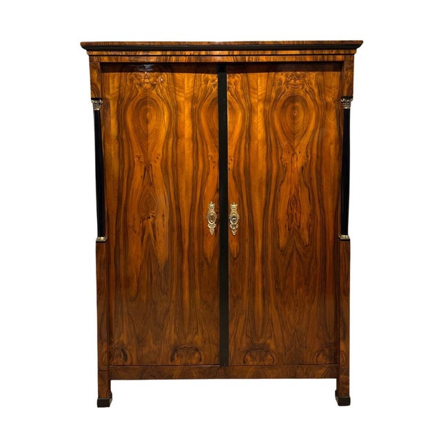 Empire Armoire in Walnut Veneer & Brass, Vienna, 1815 For Sale - Image 16 of 16