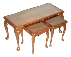 Flamed Hardwood Nesting Tables, Set of 3