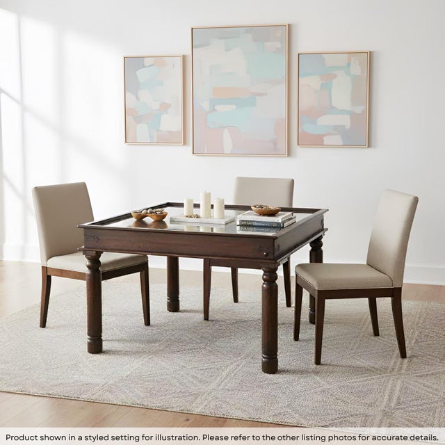 Bring the soul of ancient artistry into your modern home with this magnificent Vintage Hand Carved 48"" Square Dining...