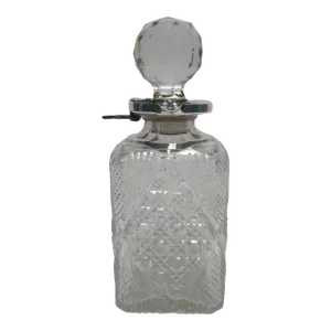 English Sterling Silver and Crystal Liquor Spirit Bar Decanter