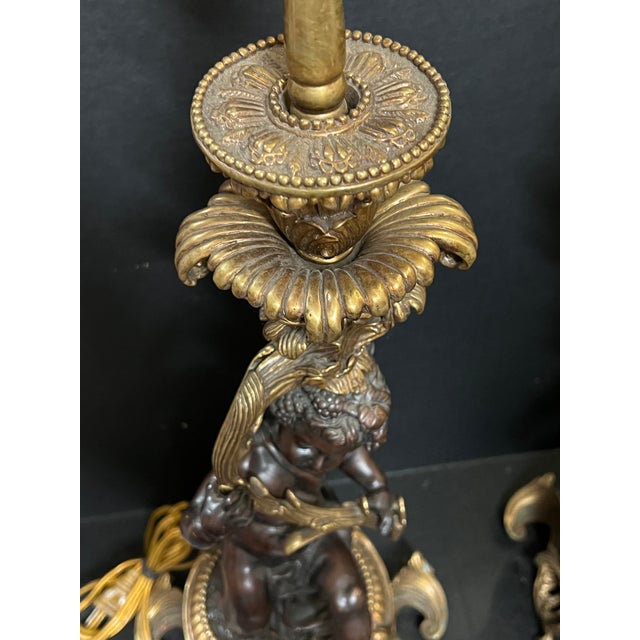 Pair of Late 20th Century European Art Bronze Cherub Sculpture Table Lamps For Sale - Image 18 of 18