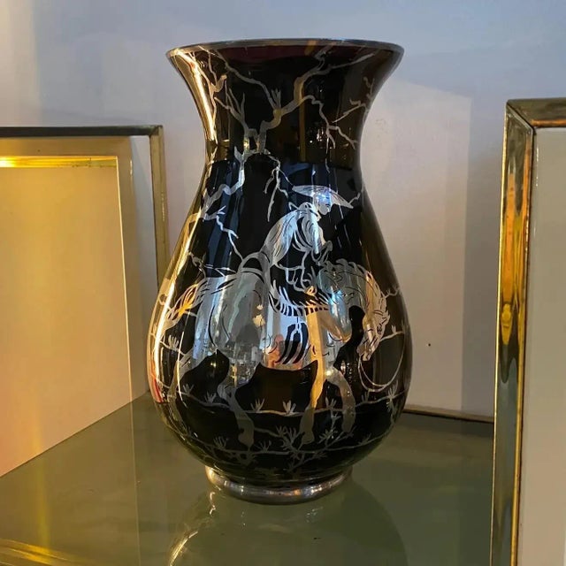 1930s Purple Glass and Sterling Silver Orientalist Italian Vase For Sale - Image 10 of 13