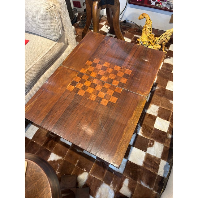 19th Century Mahogany Inlaid Small Coffee Table With Checkerboard Top For Sale - Image 11 of 12