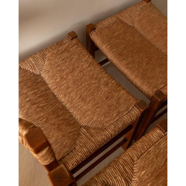 French Mid-Century Wood and Rush Dining Chairs, 1960s, Set of 6 For Sale - Image 17 of 18