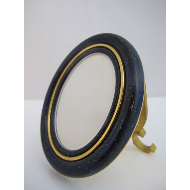 Cartier Paris Gold Gilt Plated Lapis Blue Enamel Oval Photo Picture Desk Frame For Sale In Portland, OR - Image 6 of 12