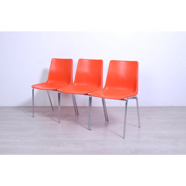 Startable chairs of the 70s design, West-Germany Wesifa production, 4973 Uffeln model. Chromed steel, seat and back...
