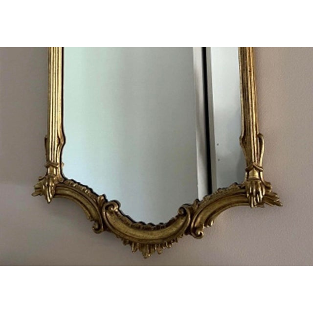 Vintage Rococo Style Carved Gilt Wood Wall Mirror For Sale - Image 4 of 5