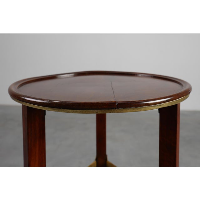 Art Nouveau Pedestal in Wood and Brass, Belgium, 1910s For Sale - Image 11 of 14