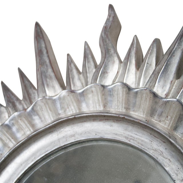 1970s Mid-Century Sun Silver Wood French Mirror, 1960s For Sale - Image 5 of 6