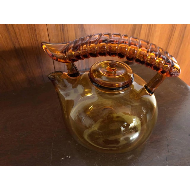 2000s Amber Blown Glass Small Teapot For Sale - Image 11 of 13