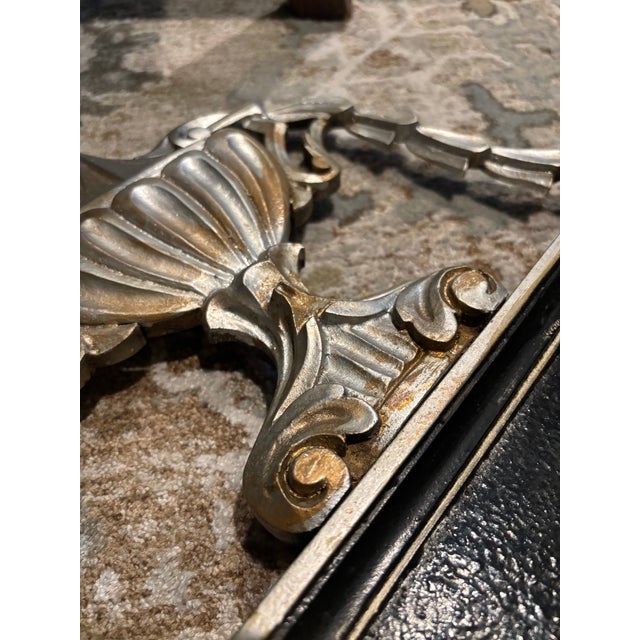 Antique Black & Gilt Ebonized Wood Mirror, Turn of the 20th Century (40″ × 27″) For Sale - Image 11 of 17