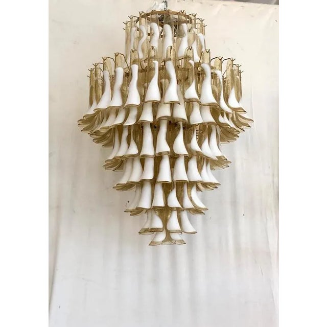 Mid-Century Round Chandelier in White Murano Glass, 2000s For Sale - Image 9 of 9