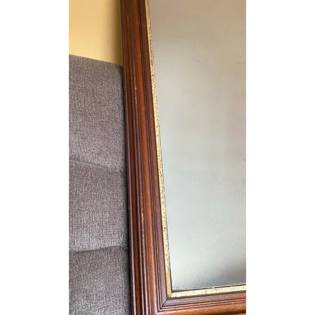 Antique Victorian Walnut Mirror Original Wood Panel Back Gold Liner Foxed Wall For Sale In Boston - Image 6 of 10