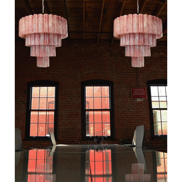 Italian vintage chandelier in Murano glass and nickel plated metal structure on 4 levels. The armor polished nickel...