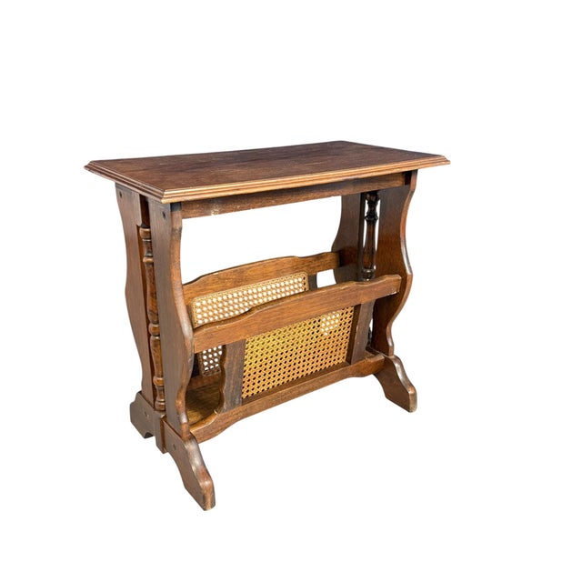 Vintage Wooden Magazine Rack Side Table, 1950 For Sale - Image 6 of 12
