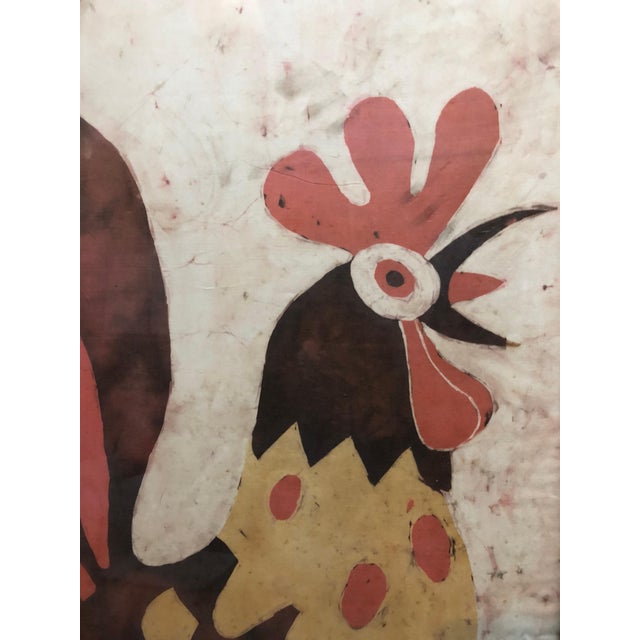 Expressionism Jacob Pins, German Israeli Expressionist "Rooster" Batik Style Painting Print on Silk Fabric For Sale - Image 3 of 4