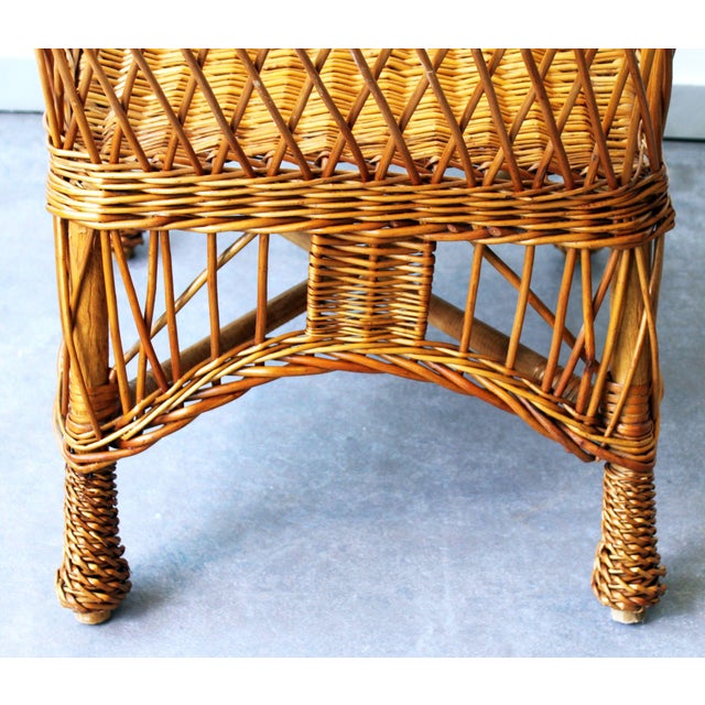 Tan Vintage Armchair in Woven Rattan For Sale - Image 8 of 10