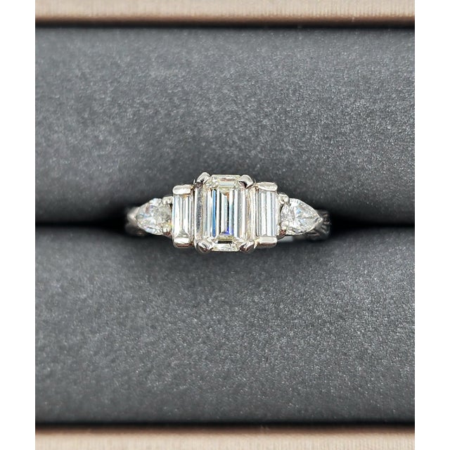 1.25 Ct Emerald Cut Diamond Ring Size 4.5 For Sale - Image 4 of 10