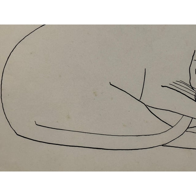 1950s "Sleeping Cat" Line Drawing by Jerry O'Day (Geraldine Heib) For Sale - Image 5 of 6