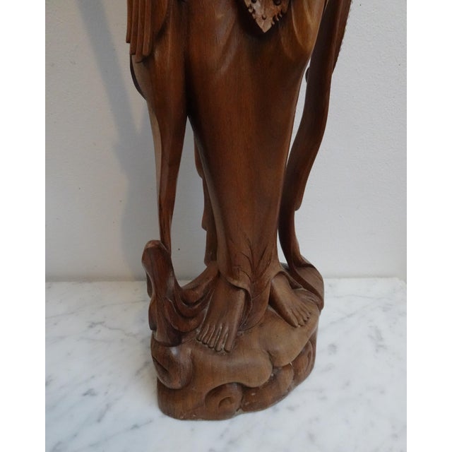 Large Balinese Hand-Carved Coromandel Wooden Sculpture of Dancer, Indonesia, 1920s-1940s For Sale - Image 11 of 18