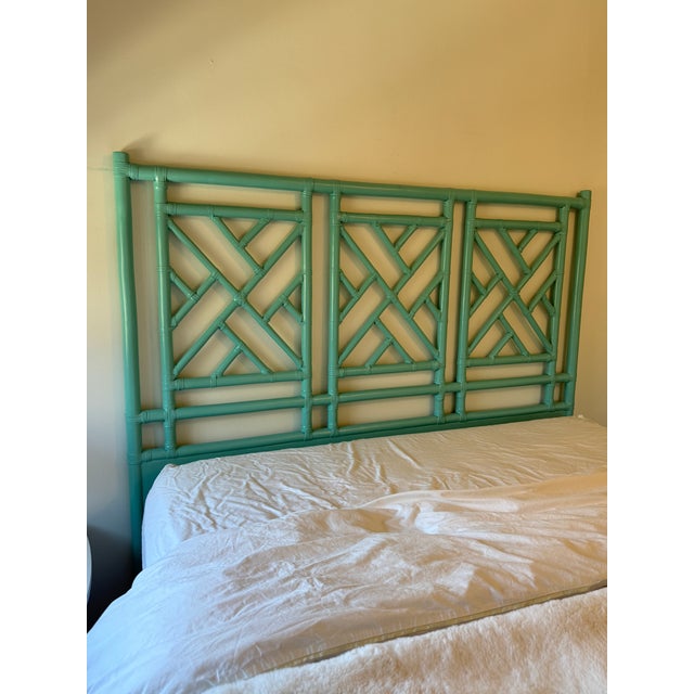 Wood Queen Size Painted Chippendale Headboard For Sale - Image 7 of 7
