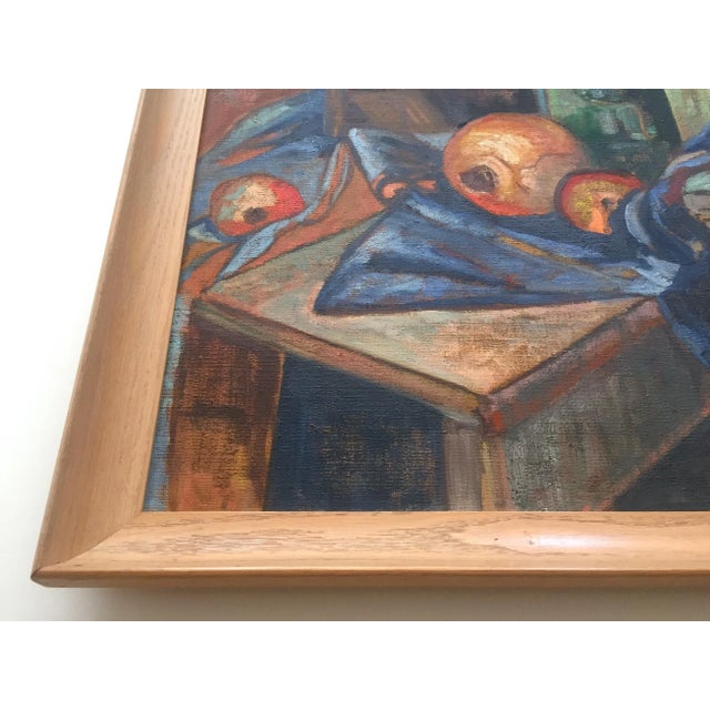 Cerulean Vintage 1958 Mid-Century Modern Charlotte Cannon Framed Original Still Life Oil Painting For Sale - Image 8 of 13