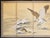 Impressive Chinese 4-panel folding painted silk screen depicts Bald or White-Headed Eagle landing at the sea bank. Very...
