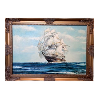 Large James Blade (Uk 20c) Oil Painting Sailing Ship Maritime Nautical Seascape For Sale