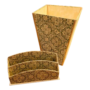 1970s Vintage Italian Handmade Paper Desk Organizers - Set of 2