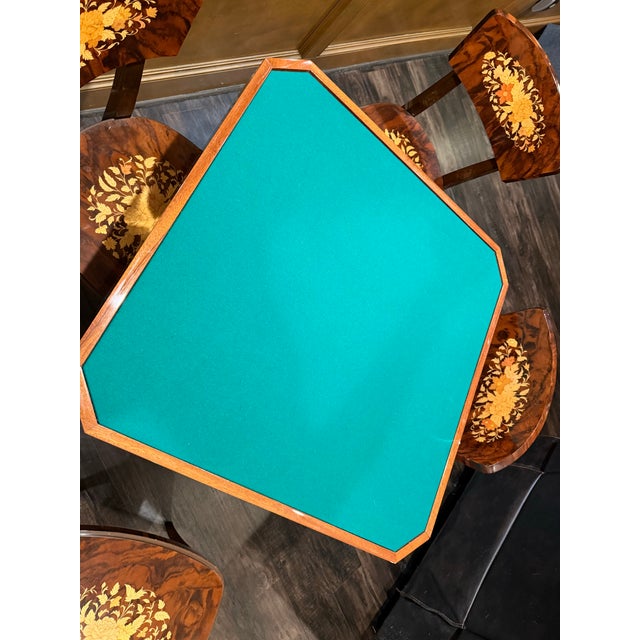 1980s Italian Inlaid Marquetry Multi-Game Table With Roulette & 4 Chairs For Sale - Image 10 of 12