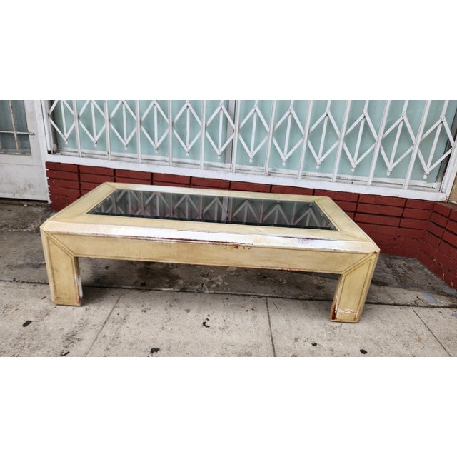 Vintage Distressed Leather Coffee Table For Sale - Image 11 of 12