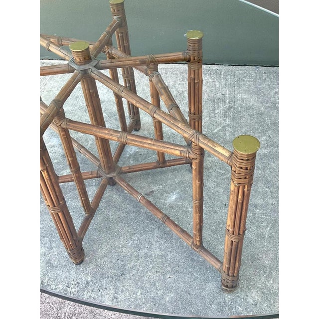 McGuire Rattan and Glass Oval Dining Table For Sale - Image 11 of 12