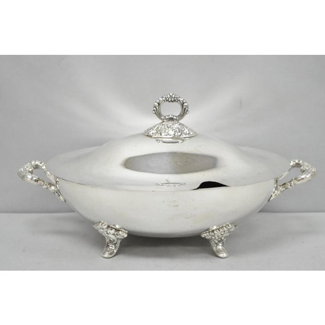 Vintage Poole Regency Style Footed Silver Plated Lidded Soup Tureen Serving Bowl For Sale - Image 15 of 15