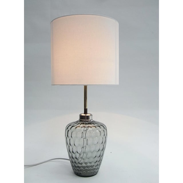Glass Romana Table Lamp in Smoked Glass and Cotton, 1970s For Sale - Image 7 of 7
