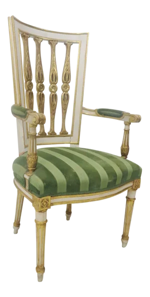 Italian Cream & Gold Carved Arm Chair