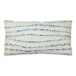 Blanket Blue Pillow on Cotton/Linen Blend For Sale