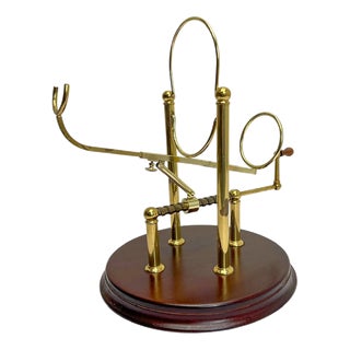 Vintage French Brass Wine Cradle Decanter, 1950s For Sale