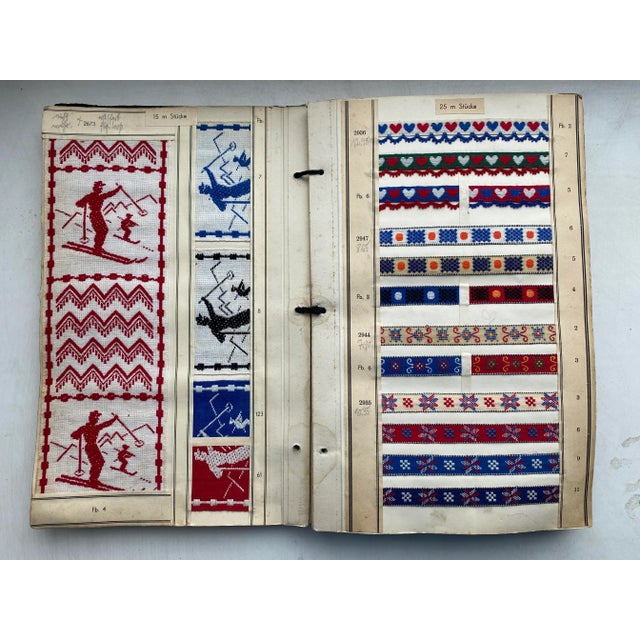 Antique German Embroidery Trim Sample Book by A.Rollinghoff Circa Wwii For Sale In Pittsburgh - Image 6 of 9