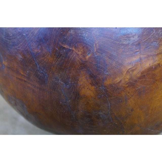 Vintage Indonesian Teak Wood Garden Sphere Ball Orb Sculpture 12" For Sale - Image 10 of 11