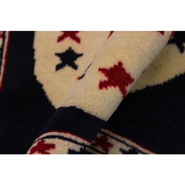 Textile Republic Party Flag Ivory/Blue Wool Rug For Sale - Image 7 of 9