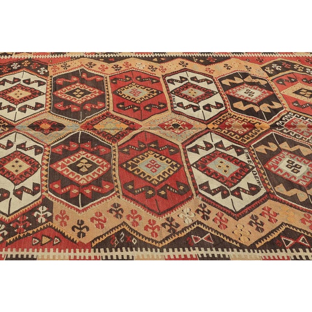 Mid 20th Century Vintage Decorative Turkish Kilim Rug For Sale - Image 4 of 7