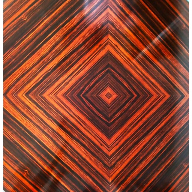 Late 20th Century Art Deco Macassar Ebony Round Dining Center Table, Beautifully Veneered Wood For Sale - Image 4 of 9