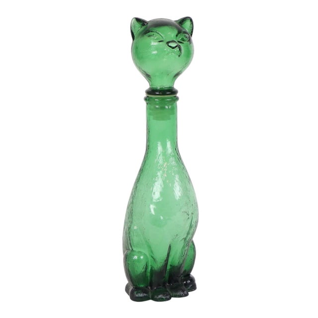 Large Green Glass Cat Decanter, Empoli, Italy, 1960s For Sale - Image 16 of 16