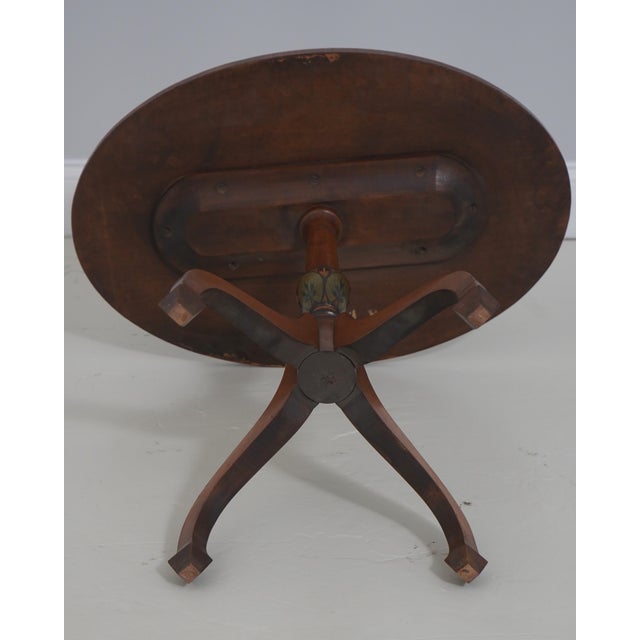 Pair of Vintage Adams Style Oval Inlaid Pedestal Tables For Sale - Image 13 of 13