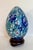 Vintage Display Size Blue Floral Cloisonné Egg on Wood Stand For Sale - Image 4 of 12
