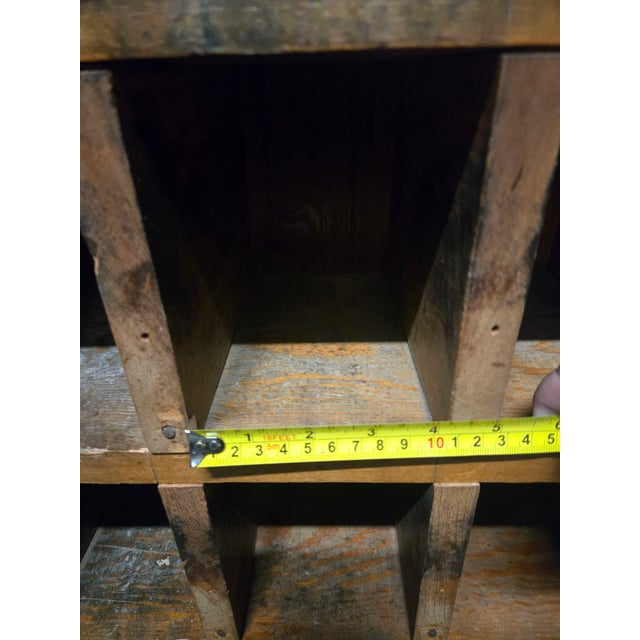 Brown Antique Primitive Wood General Store Cubby Cabinet – Vintage Pigeonhole Organizer For Sale - Image 8 of 12