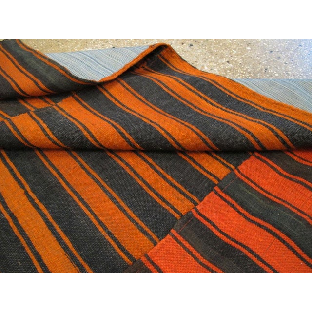 Galerie Shabab Collection Mid-20th Century Orange and Black Turkish Flat-Weave Kilim Room Size Accent Rug For Sale - Image 10 of 10