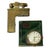 1950s Mid 20th Century German Green Marble German Brass Lighter W/ Watch by Eclydo For Sale - Image 5 of 9