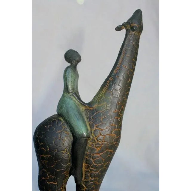 Craig Lehmann Bronze Giraffe With African Rider For Sale - Image 9 of 13